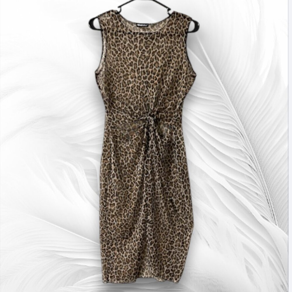 WearEver Leopard Print Mesh Swim Cover Up Dress